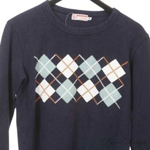 BAPE A Bathing Ape Woman Blue Thermal Sweater Argyle Japan M Streetwear RARE - Picture 2 of 5